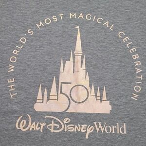 Disney Parks Walt Disney World 50th Anniversary Top Womens 2XL Gray Split Hem